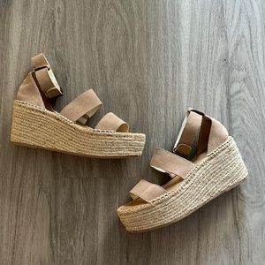NWOT Soludos Palma Blush Suede Espadrille Platform Wedges Size 9.5